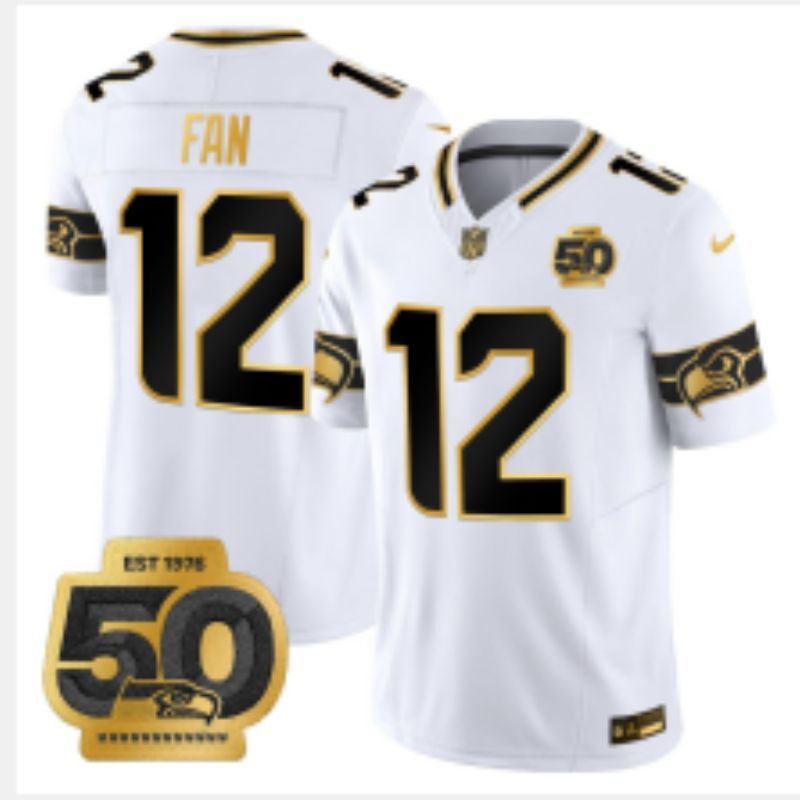 Men 2026 Seattle Seahawks #12 Fan White gold 3th generations Nike Limited NFL Jersey style 003